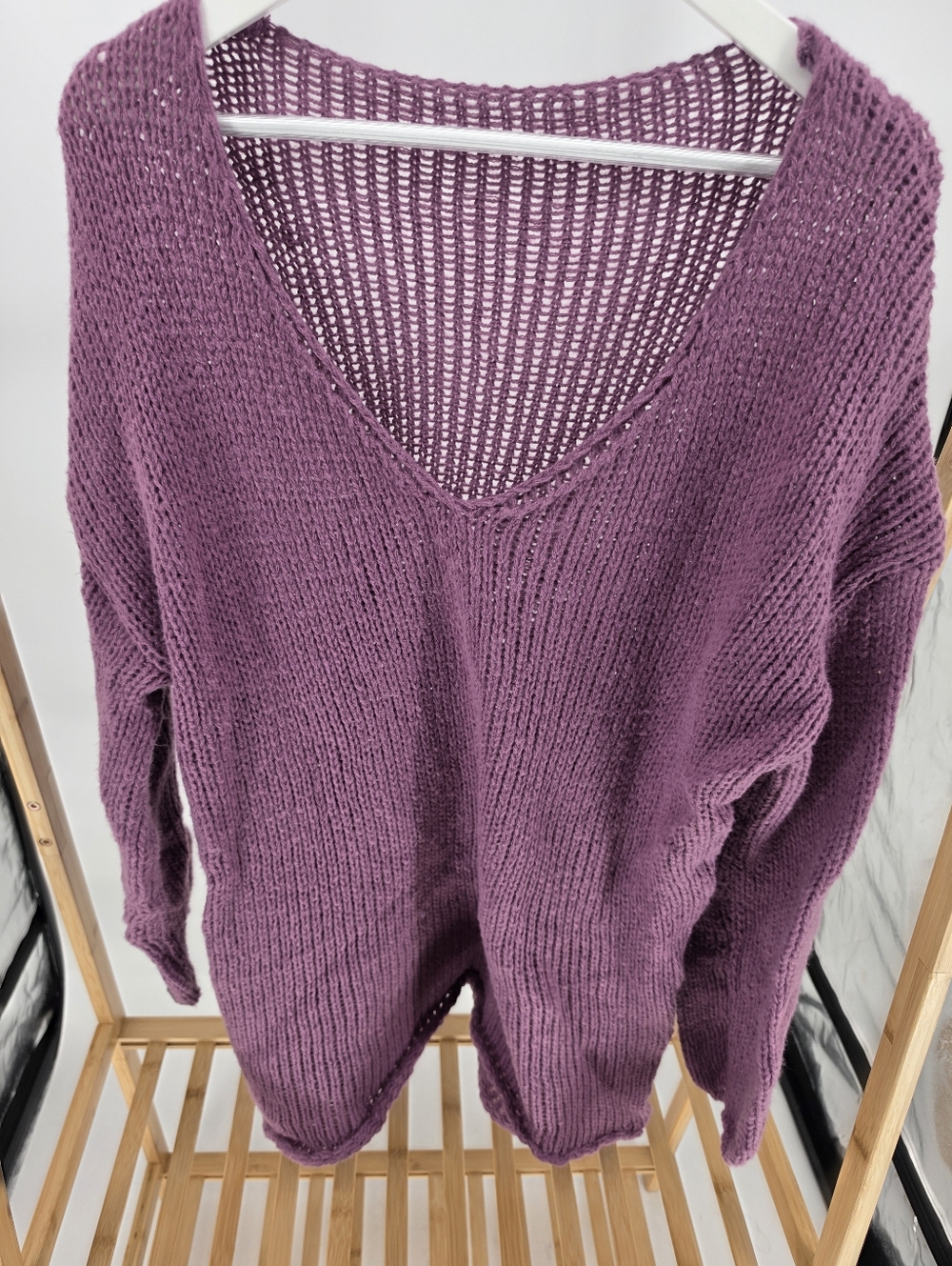 Purple Scoop Neck Pullover Sweater 3X fits like 2X Soft And Cozy